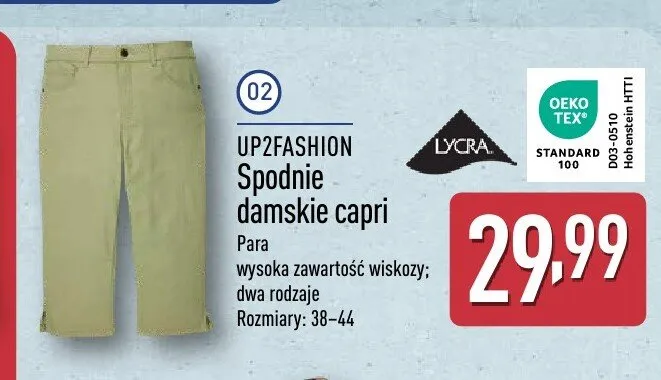 Spodnie damskie capri UP2FASHION promocja w Aldi