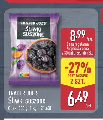 Śliwki suszone Trader Joe's promocja w Aldi