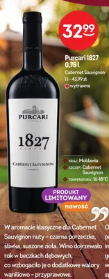 Wino czerwone Purcari 1827 Cabernet Sauvignon promocja w Żabka