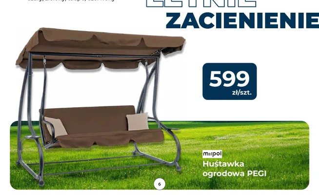 Huśtawka ogrodowa Mirpol PEGI promocja w PSB Mrówka