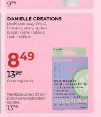 Płatki pod oczy ogórek Danielle Creations promocja w Drogerie Jawa