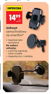 Uchwyt samochodowy na smartfon magnetyczny z naklejką Gt Max promocja w Biedronka