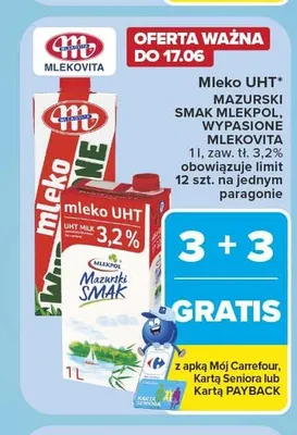 Mleko UHT Mazurski Smak Mlekpol promocja w Carrefour