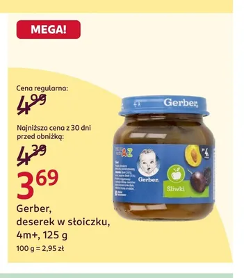 Deserek w słoiczku Gerber Śliwki promocja w Rossmann