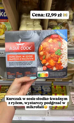 Danie gotowe Kurczak w sosie słodko-kwaśnym z ryżem Asia Cook promocja w Dino
