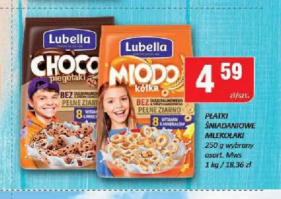 Płatki śniadaniowe Mlekołaki Choco piegołaki Lubella promocja w Chorten