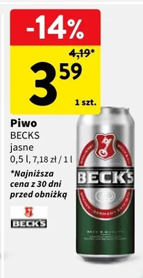Piwo Becks jasne promocja w Intermarche