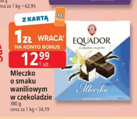 Mleczko o smaku waniliowym w czekoladzie Equador promocja w Leclerc