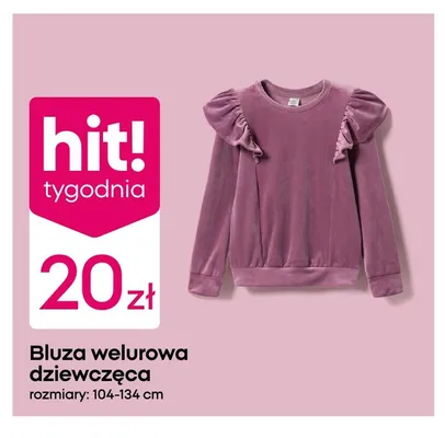 Bluza welurowa dziewczęca promocja w Pepco