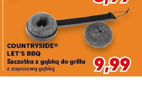 Szczotka z gąbką do grilla COUNTRYSIDE LET'S BBQ z zapasową gąbką promocja w Kaufland
