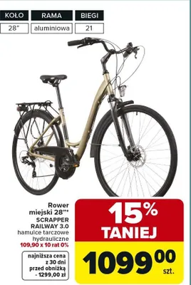 Rower miejski 28" Scrapper Railway 3.0 hamulce tarczowe hydrauliczne promocja w Carrefour