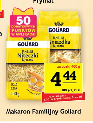 Makaron Familijny gniazdka jajeczne Goliard promocja w Gram Market