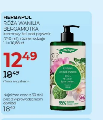 Kremowy żel pod prysznic Herbapol Róża Wanilia Bergamotka promocja w Drogerie Jawa