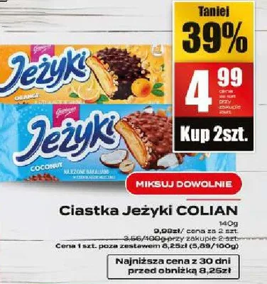 Ciastka Jeżyki Colian coconut promocja w Supeco