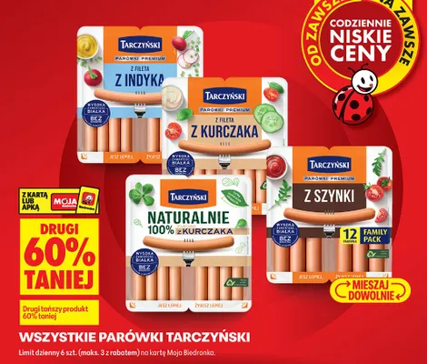 Wszystkie parówki Tarczyński DRUGIE -60% promocja w Biedronka