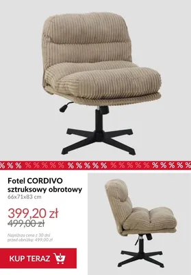 Fotel sztruksowy obrotowy CORDIVO promocja w Homla