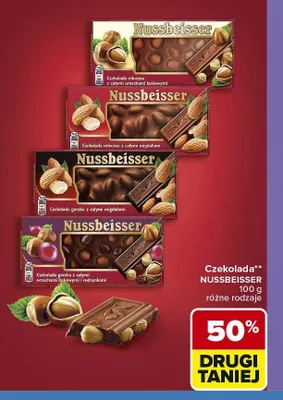 Czekolada Nussbeisser gorzka z całymi orzechami laskowymi i rodzynkami 100g promocja w Carrefour