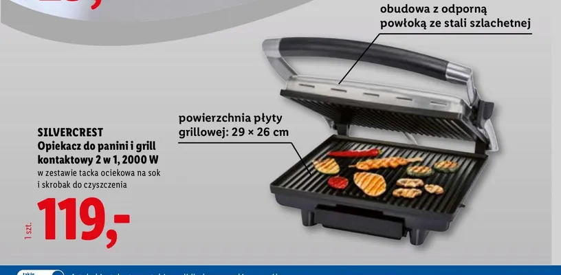 Opiekacz do panini i grill kontaktowy 2 w 1 Silvercrest promocja w Lidl