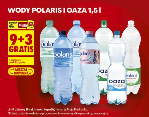 Woda niegazowana Polaris promocja w Biedronka