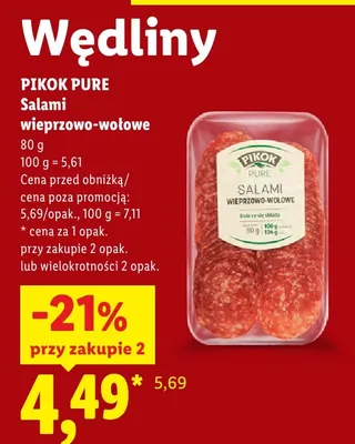 Salami wieprzowo-wołowe Pikok Pure promocja w Lidl