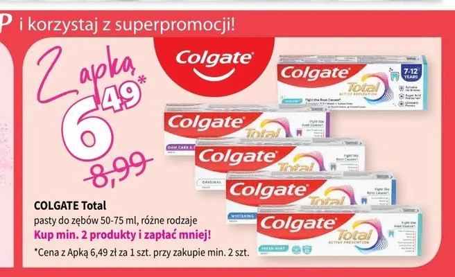 Pasta do zębów Colgate Total Active Prevention promocja w Drogerie Polskie
