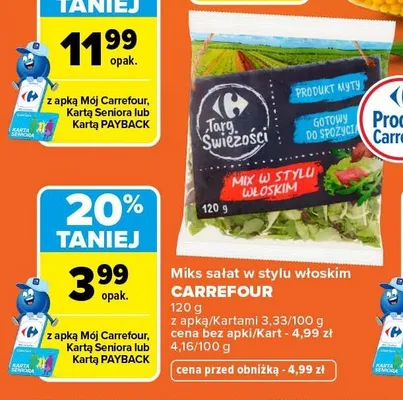 Miks sałat w stylu włoskim Carrefour Targ Świeżości promocja w Carrefour Market