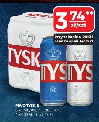 Piwo gronie, złote, zero Tyskie promocja w Top Market