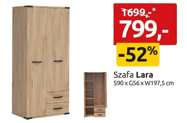 Szafa Lara S90xG56xW197,5cm promocja w Black Red White