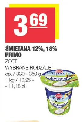 Śmietana Primo Zott 12% promocja w SPAR