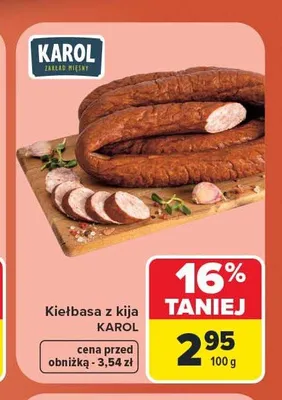 Kiełbasa z kija Karol promocja w Carrefour