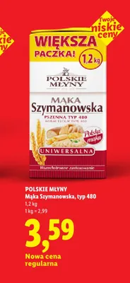 Mąka pszenna Szymanowska typ 480 Polskie Młyny promocja w Lidl