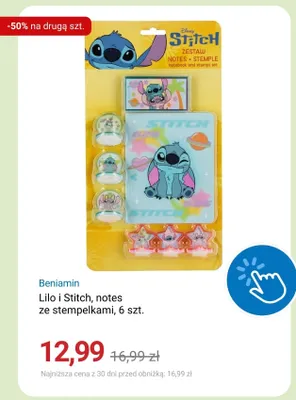 Notes ze stempelkami Lilo i Stitch Beniamin promocja w Smyk