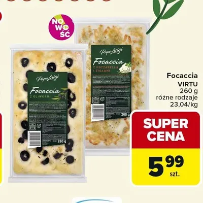 Focaccia z mozzarellą i ziołami Virtu promocja w Carrefour Market
