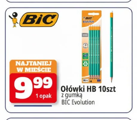 Ołówki HB z gumką BIC Evolution promocja w Leclerc