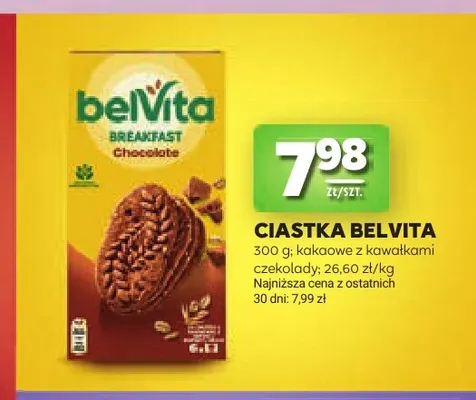 Ciastka belVita kakaowe z kawałkami czekolady promocja w Stokrotka