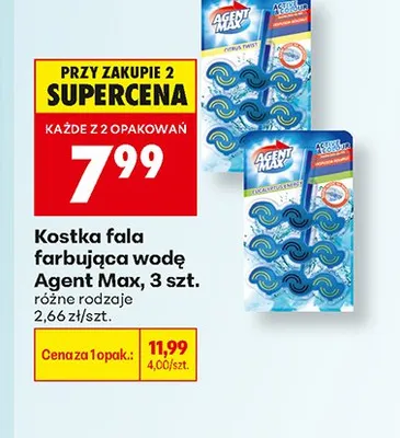 Kostka fala farbująca wodę Agent Max Eucalyptus Force 3-pak promocja w Biedronka