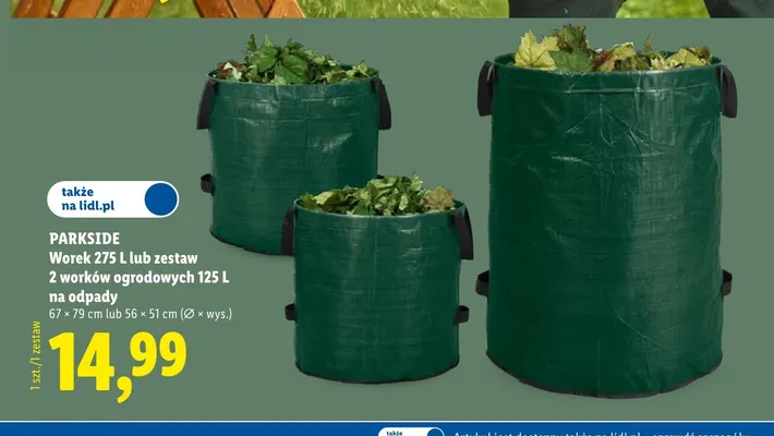 Zestaw 2 worków ogrodowych 125 l na odpady Parkside promocja w Lidl