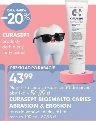 Płyn do zębów mięta Curasept Biosmalto Caries Abrasion & Erosion promocja w Super-Pharm