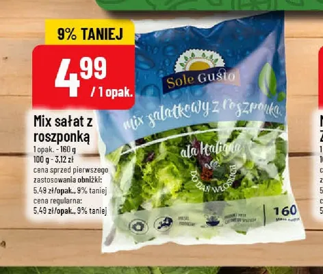 Mix sałat z roszponką Sole Gusto promocja w POLOmarket