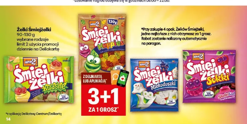 Żelki Śmiejżelki Kwaśne promocja w Delikatesy Centrum