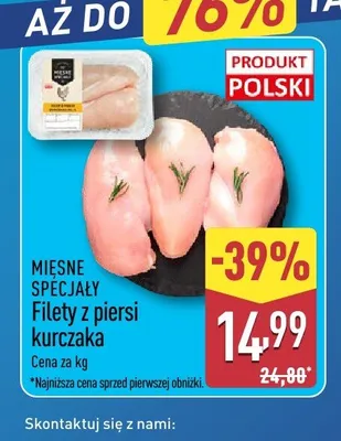 Filety z piersi kurczaka Mięsne Specjały promocja w Aldi