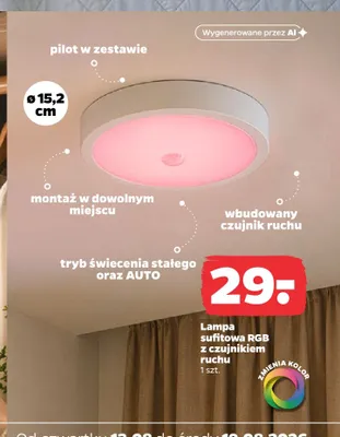 Lampa sufitowa RGB z czujnikiem ruchu promocja w Netto