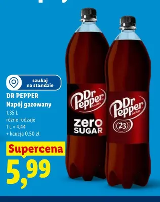 Napój gazowany Dr Pepper Zero Sugar promocja w Lidl