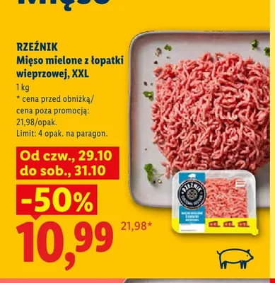 Mięso mielone z łopatki wieprzowej XXL Rzeźnik promocja w Lidl