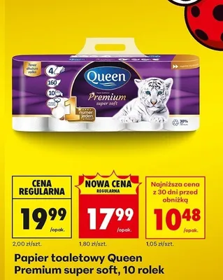 Papier toaletowy Premium super soft 10 rolek promocja w Biedronka