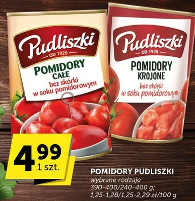 Pomidory całe, krojone bez skórki w soku pomidorowym promocja w ABC