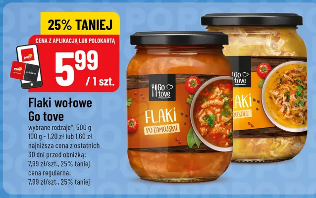 Flaki wołowe w rosole Go tove promocja w POLOmarket