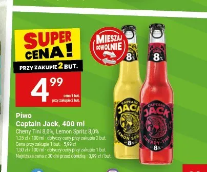 Piwo Captain Jack Cherry Tini 6,0% promocja w Twój Market