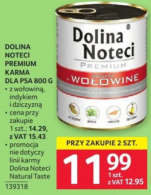 Karma dla psa Dolina Noteci Premium z wołowiną, indykiem i dziczyzną promocja w Selgros