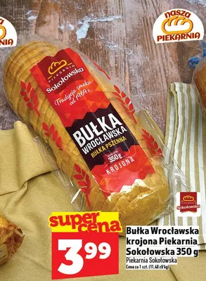 Bułka Wrocławska krojoną Piekarnia Sokołowska 350 g promocja w TOPAZ